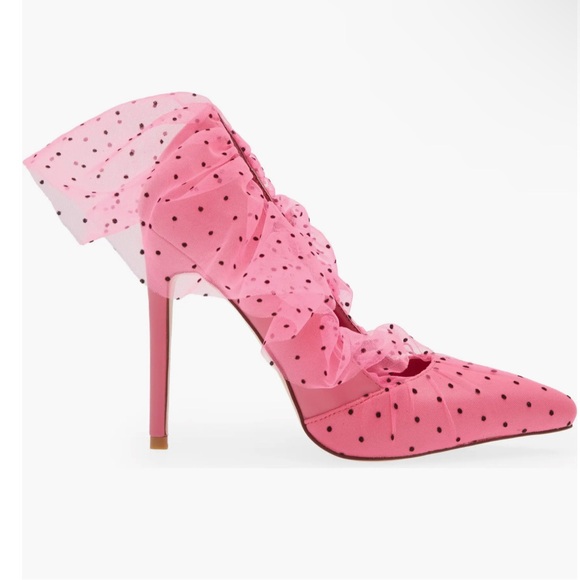 Azalea Wang pink polka dot tulle pump - Picture 3 of 5